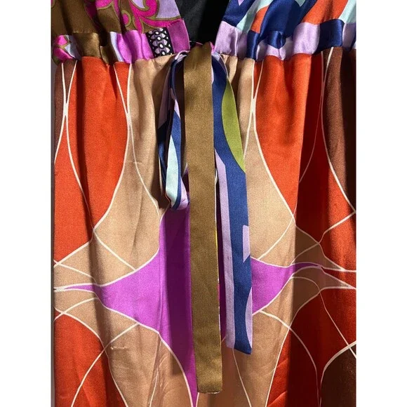 Alice & Trixie Dress Silk Tie Front Retro Bell Sleeves Tunic Dress XS - Picture 9 of 11